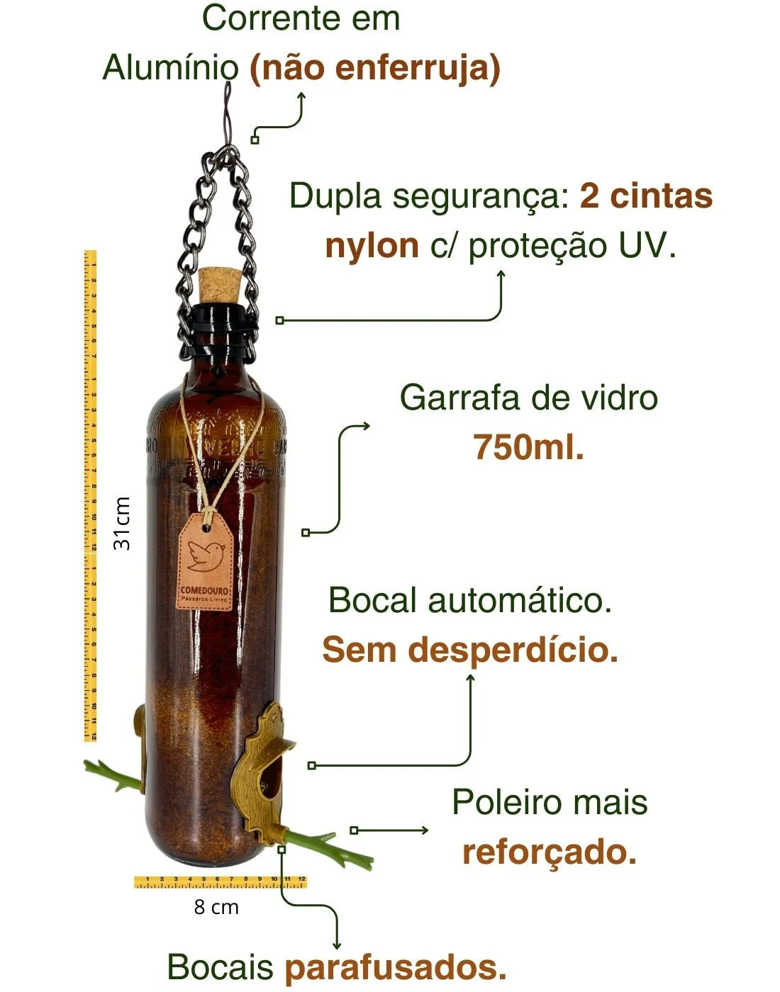 Kit 10 Comedouros Pássaros Livres Modelos Diversos