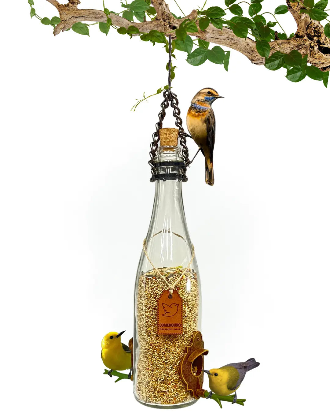 Comedouro Pássaros Livres Champanhe Branca