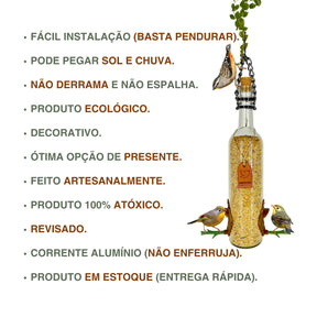 Kit 2 Comedouros Pássaros Livres. Vinho Verde e Branco