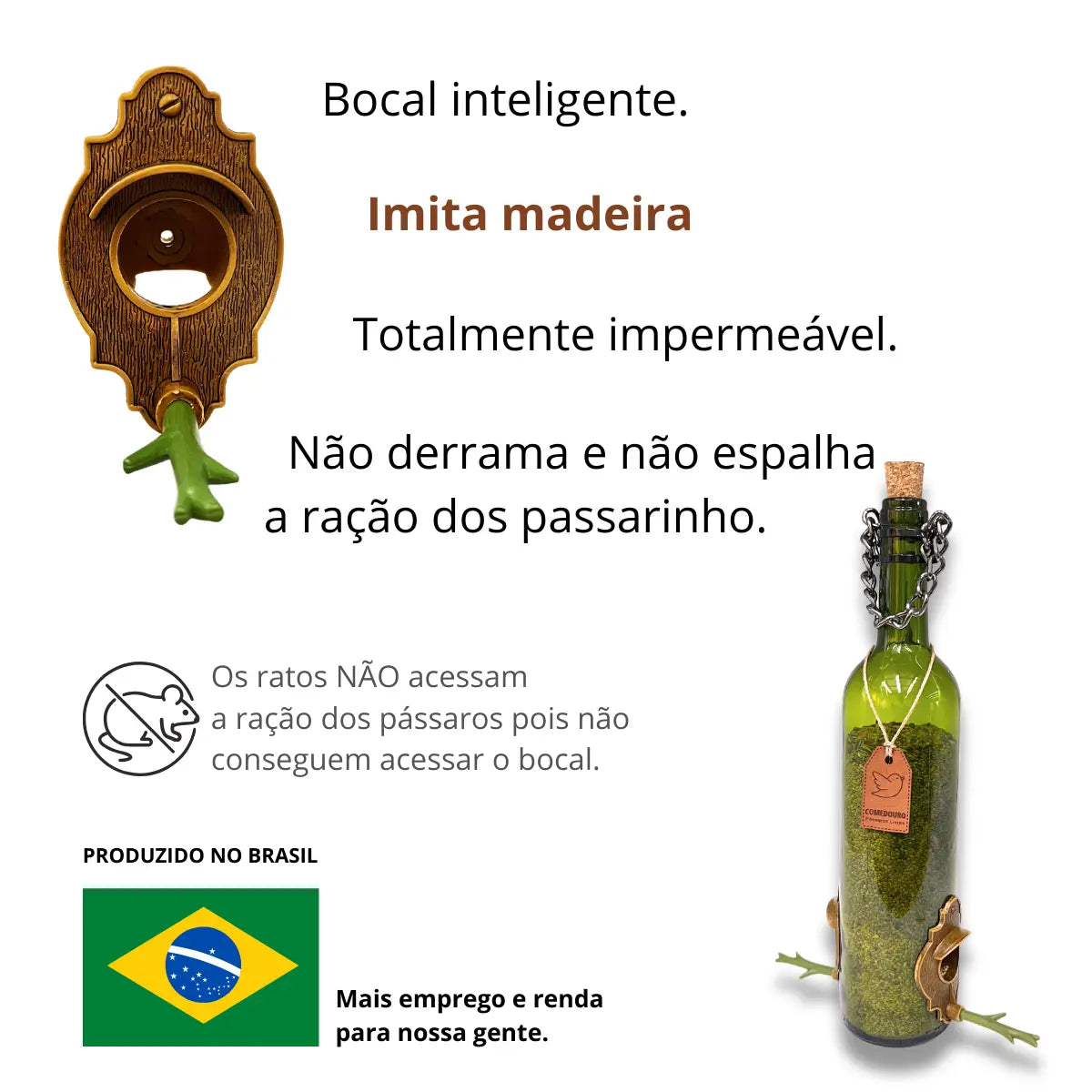 Kit 4 Comedouros Pássaros Livres 2 Vinho Verde e 2 Vinho Branco