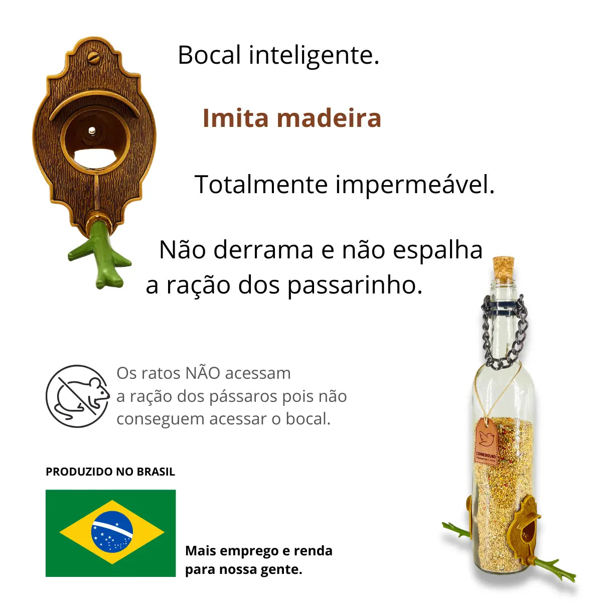 Kit 2 Comedouros Pássaros Livres. Vinho Branco