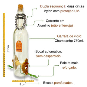 Kit 3 Comedouros Pássaros Livres. Vinho Branco